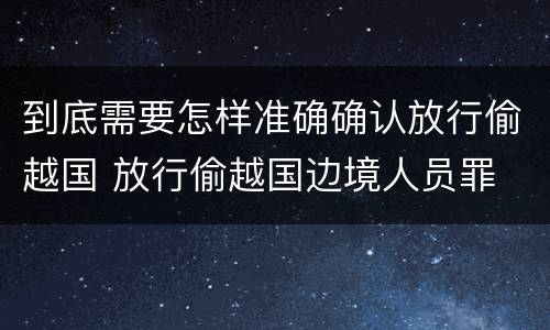 到底需要怎样准确确认放行偷越国 放行偷越国边境人员罪