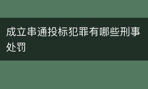 成立串通投标犯罪有哪些刑事处罚