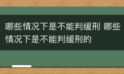 哪些情况下是不能判缓刑 哪些情况下是不能判缓刑的