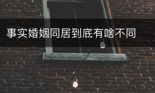事实婚姻同居到底有啥不同