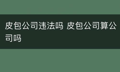 皮包公司违法吗 皮包公司算公司吗