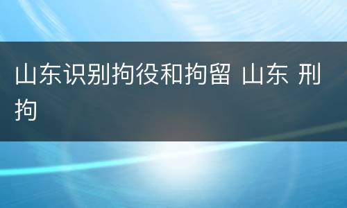 山东识别拘役和拘留 山东 刑拘