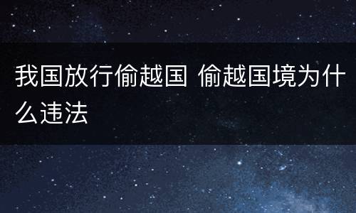 我国放行偷越国 偷越国境为什么违法