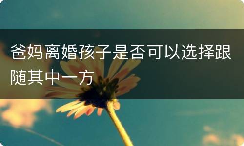 爸妈离婚孩子是否可以选择跟随其中一方