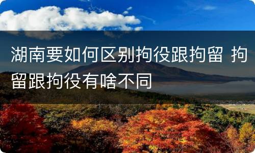 湖南要如何区别拘役跟拘留 拘留跟拘役有啥不同