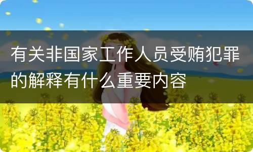 有关非国家工作人员受贿犯罪的解释有什么重要内容