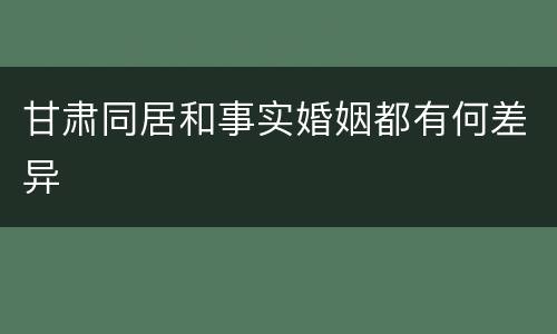 甘肃同居和事实婚姻都有何差异