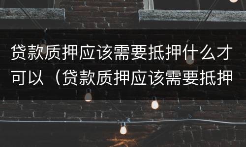 贷款质押应该需要抵押什么才可以（贷款质押应该需要抵押什么才可以使用）