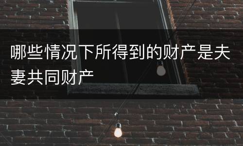 哪些情况下所得到的财产是夫妻共同财产