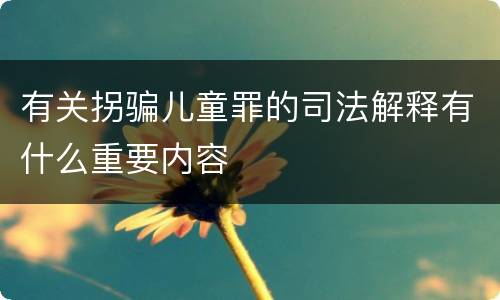 有关拐骗儿童罪的司法解释有什么重要内容