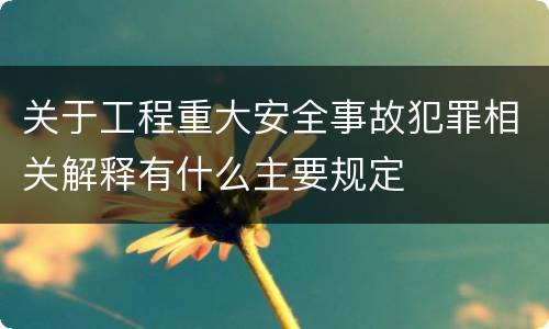 关于工程重大安全事故犯罪相关解释有什么主要规定