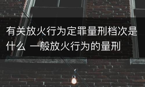 有关放火行为定罪量刑档次是什么 一般放火行为的量刑