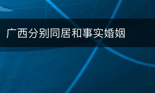 广西分别同居和事实婚姻