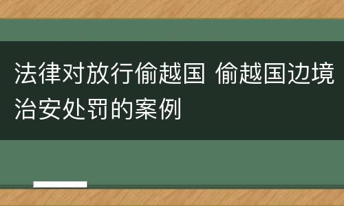 法律对放行偷越国 偷越国边境治安处罚的案例