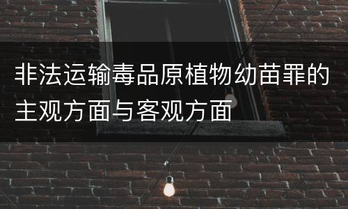 非法运输毒品原植物幼苗罪的主观方面与客观方面