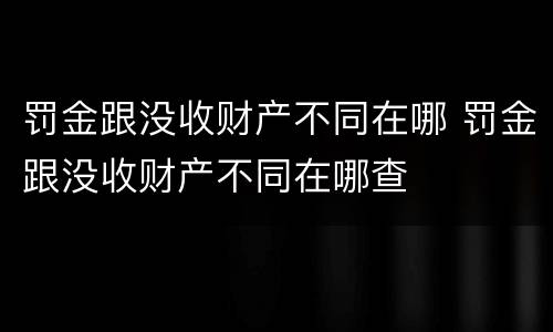 罚金跟没收财产不同在哪 罚金跟没收财产不同在哪查