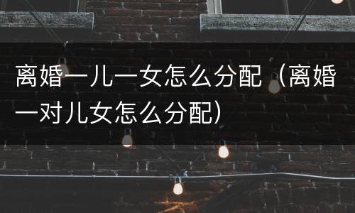 离婚一儿一女怎么分配（离婚一对儿女怎么分配）