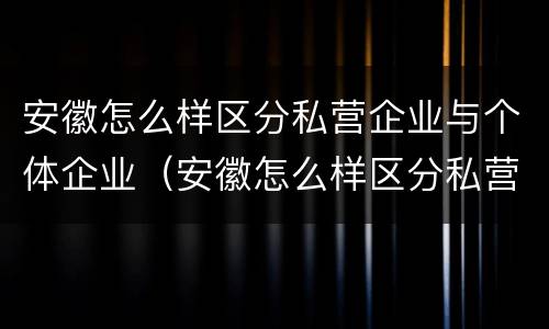 安徽怎么样区分私营企业与个体企业(安徽怎么样区分私营企业与个体企业呢)