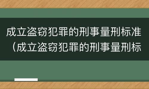 成立盗窃犯罪的刑事量刑标准（成立盗窃犯罪的刑事量刑标准是多少）