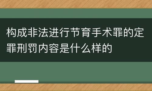 构成非法进行节育手术罪的定罪刑罚内容是什么样的