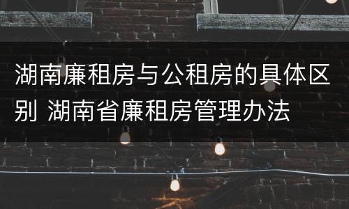 湖南廉租房与公租房的具体区别 湖南省廉租房管理办法