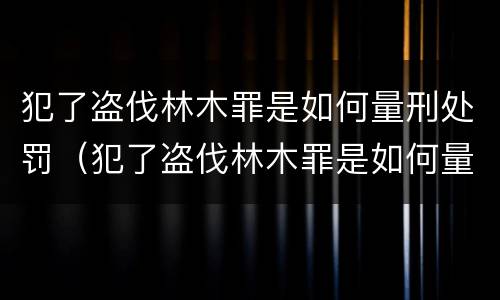 犯了盗伐林木罪是如何量刑处罚（犯了盗伐林木罪是如何量刑处罚的）
