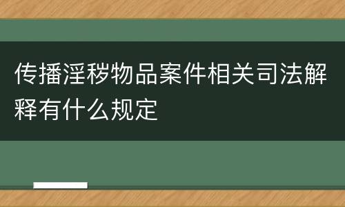 传播淫秽物品案件相关司法解释有什么规定