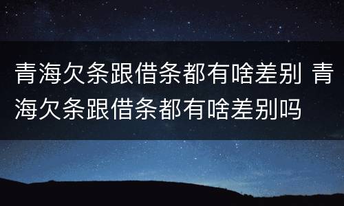 青海欠条跟借条都有啥差别 青海欠条跟借条都有啥差别吗