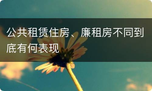 公共租赁住房、廉租房不同到底有何表现