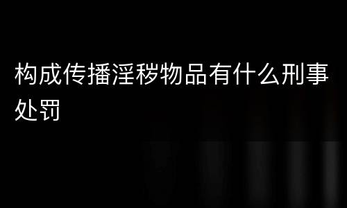 构成传播淫秽物品有什么刑事处罚