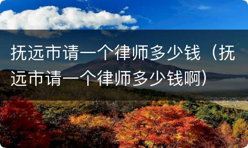 抚远市请一个律师多少钱（抚远市请一个律师多少钱啊）