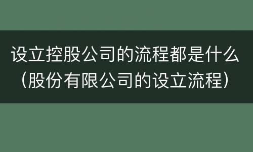 设立控股公司的流程都是什么（股份有限公司的设立流程）