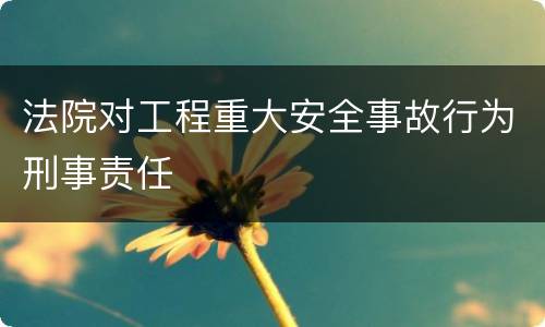 法院对工程重大安全事故行为刑事责任