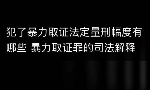 犯了暴力取证法定量刑幅度有哪些 暴力取证罪的司法解释