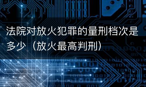 法院对放火犯罪的量刑档次是多少（放火最高判刑）