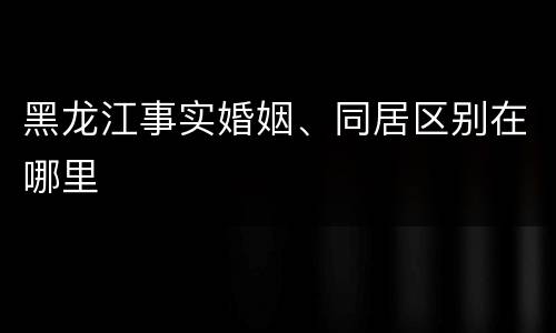 黑龙江事实婚姻、同居区别在哪里