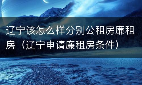 辽宁该怎么样分别公租房廉租房（辽宁申请廉租房条件）