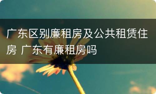 广东区别廉租房及公共租赁住房 广东有廉租房吗
