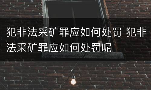 犯非法采矿罪应如何处罚 犯非法采矿罪应如何处罚呢