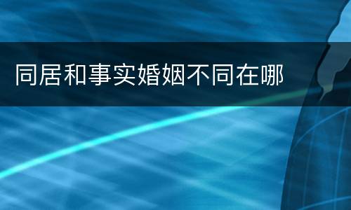 同居和事实婚姻不同在哪