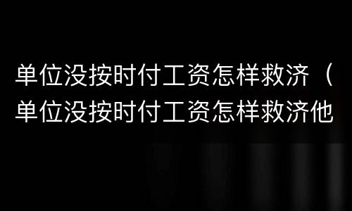 单位没按时付工资怎样救济（单位没按时付工资怎样救济他）