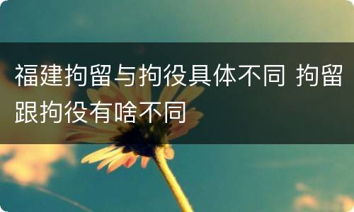 福建拘留与拘役具体不同 拘留跟拘役有啥不同