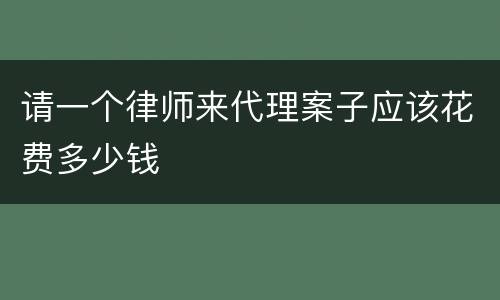 请一个律师来代理案子应该花费多少钱
