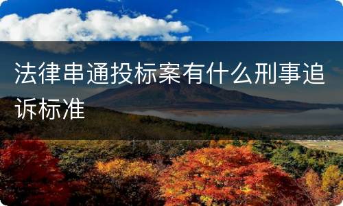 法律串通投标案有什么刑事追诉标准