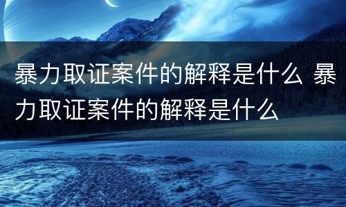 暴力取证案件的解释是什么 暴力取证案件的解释是什么