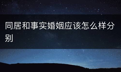 同居和事实婚姻应该怎么样分别