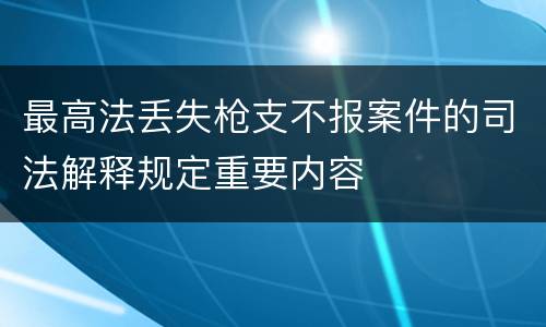 最高法丢失枪支不报案件的司法解释规定重要内容