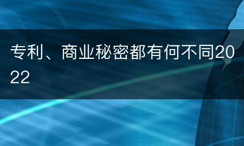 专利、商业秘密都有何不同2022
