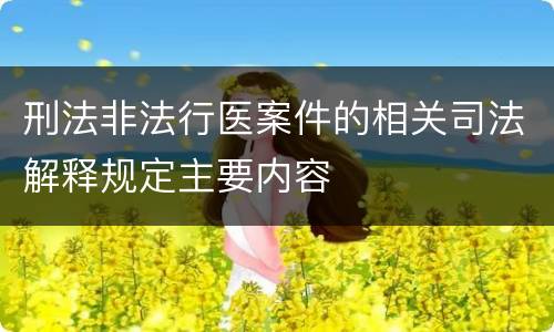 刑法非法行医案件的相关司法解释规定主要内容