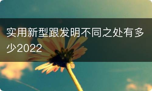 实用新型跟发明不同之处有多少2022